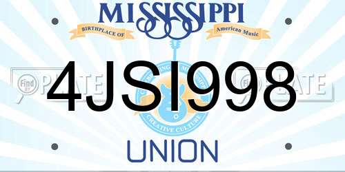 4JSI998 Mississippi License Plate
