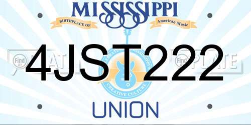 4JST222 Mississippi License Plate