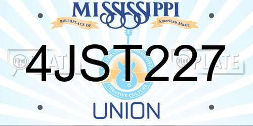 4JST227 Mississippi License Plate