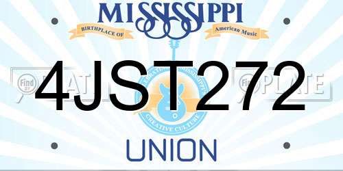 4JST272 Mississippi License Plate