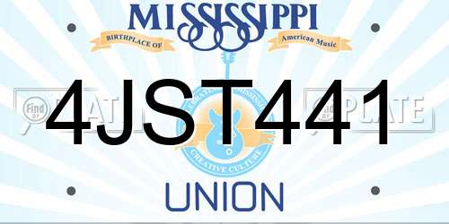 4JST441 Mississippi License Plate