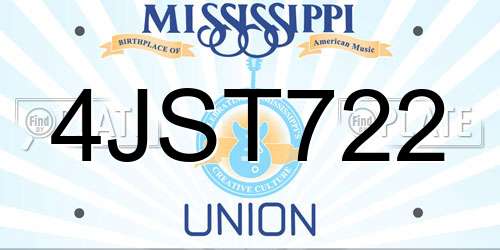 4JST722 Mississippi License Plate