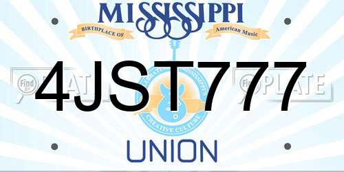 4JST777 Mississippi License Plate