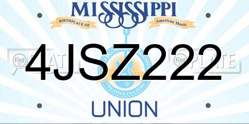 4JSZ222 Mississippi License Plate