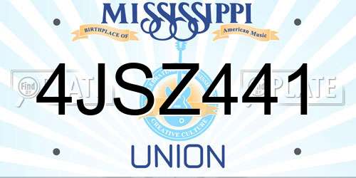 4JSZ441 Mississippi License Plate