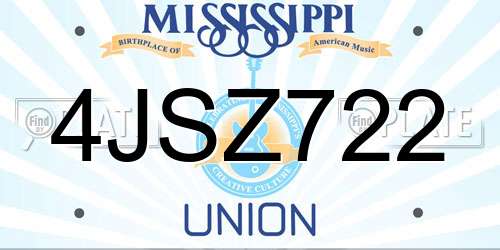 4JSZ722 Mississippi License Plate