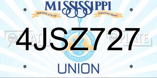 4JSZ727 Mississippi License Plate