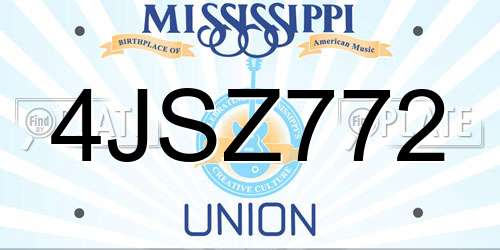 4JSZ772 Mississippi License Plate