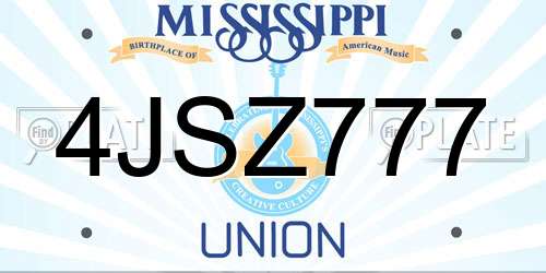 4JSZ777 Mississippi License Plate