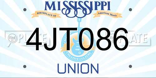 4JT086 Mississippi License Plate
