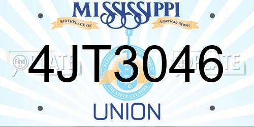 4JT3046 Mississippi License Plate
