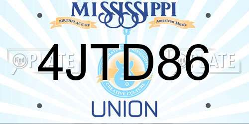 4JTD86 Mississippi License Plate