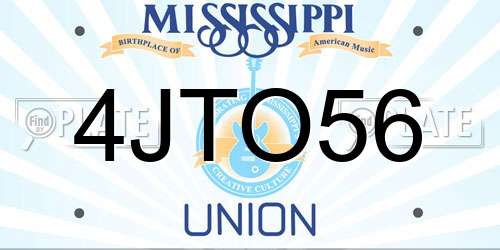 4JTO56 Mississippi License Plate