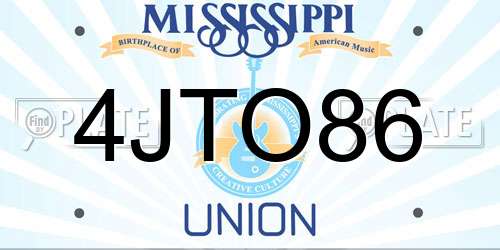 4JTO86 Mississippi License Plate