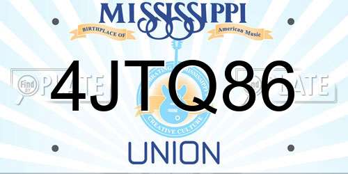 4JTQ86 Mississippi License Plate