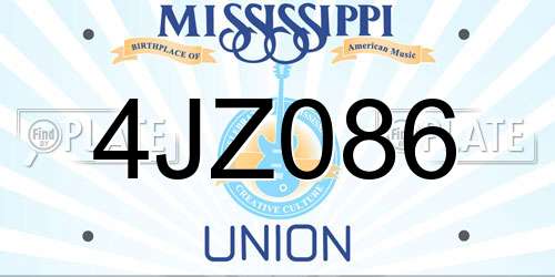 4JZ086 Mississippi License Plate
