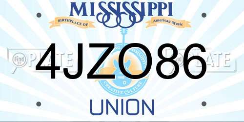 4JZO86 Mississippi License Plate