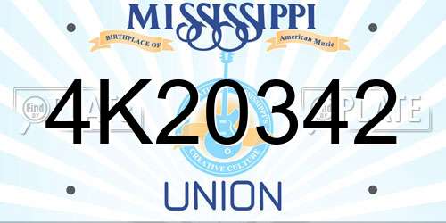 4K20342 Mississippi License Plate
