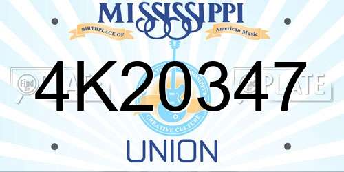 4K20347 Mississippi License Plate