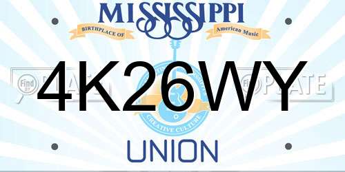 4K26WY Mississippi License Plate