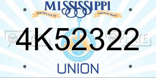 4K52322 Mississippi License Plate