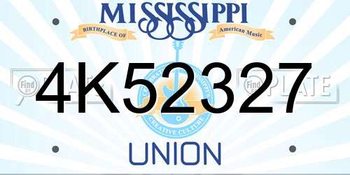 4K52327 Mississippi License Plate