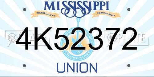 4K52372 Mississippi License Plate