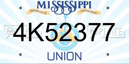 4K52377 Mississippi License Plate