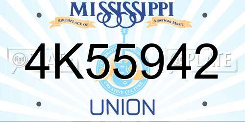 4K55942 Mississippi License Plate