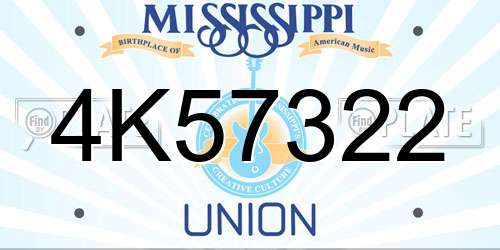 4K57322 Mississippi License Plate