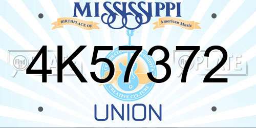 4K57372 Mississippi License Plate