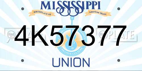 4K57377 Mississippi License Plate