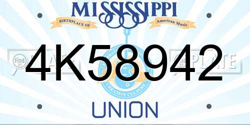 4K58942 Mississippi License Plate