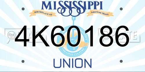 4K60186 Mississippi License Plate