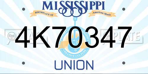 4K70347 Mississippi License Plate