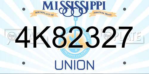 4K82327 Mississippi License Plate