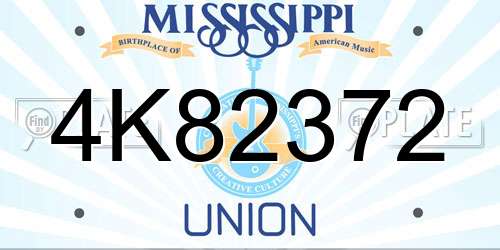 4K82372 Mississippi License Plate