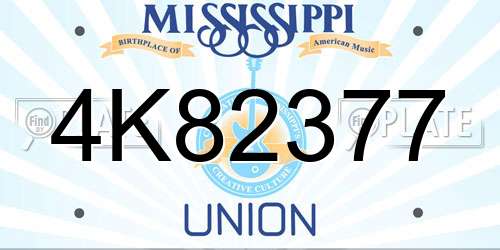 4K82377 Mississippi License Plate