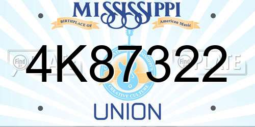 4K87322 Mississippi License Plate