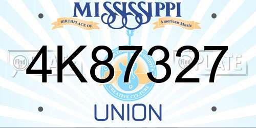 4K87327 Mississippi License Plate
