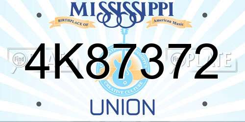 4K87372 Mississippi License Plate