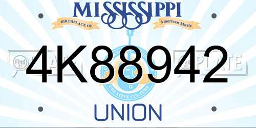 4K88942 Mississippi License Plate