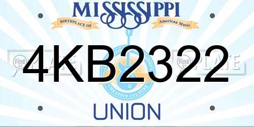 4KB2322 Mississippi License Plate