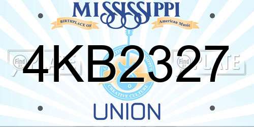 4KB2327 Mississippi License Plate