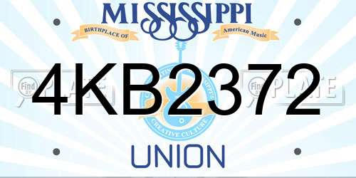 4KB2372 Mississippi License Plate