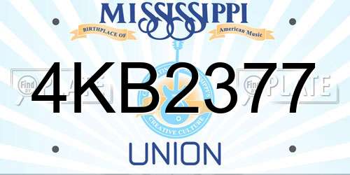 4KB2377 Mississippi License Plate