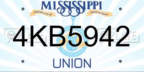 4KB5942 Mississippi License Plate