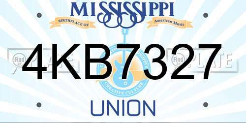4KB7327 Mississippi License Plate