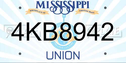 4KB8942 Mississippi License Plate