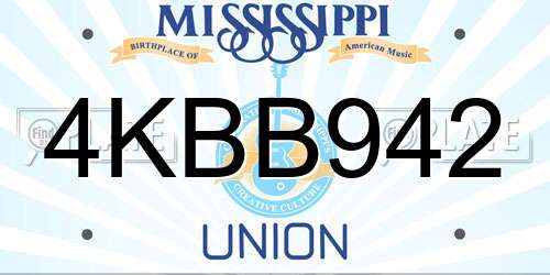 4KBB942 Mississippi License Plate